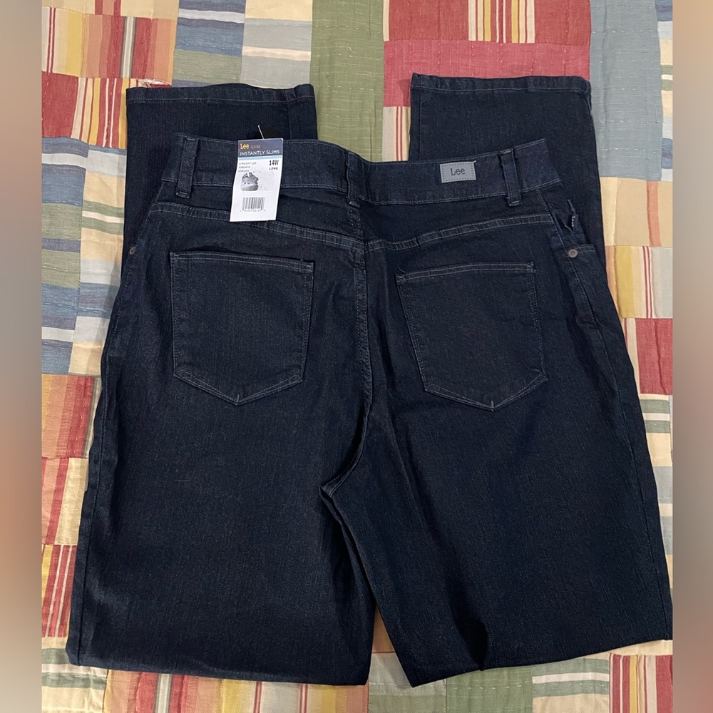 Lee Women's Plus Straight Leg Jeans - Dark Blue size 14W long - Picture 2 of 5